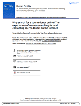 Why search for a sperm donor online? The experiences of women searching for & contacting sperm donors on the internet